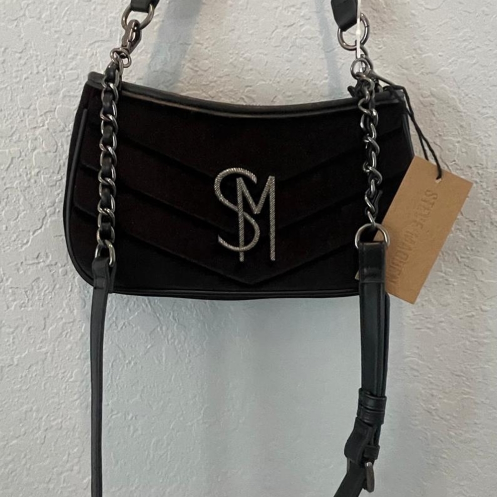 Steve Madden Black Quilted Shoulder Bag with Chain Strap